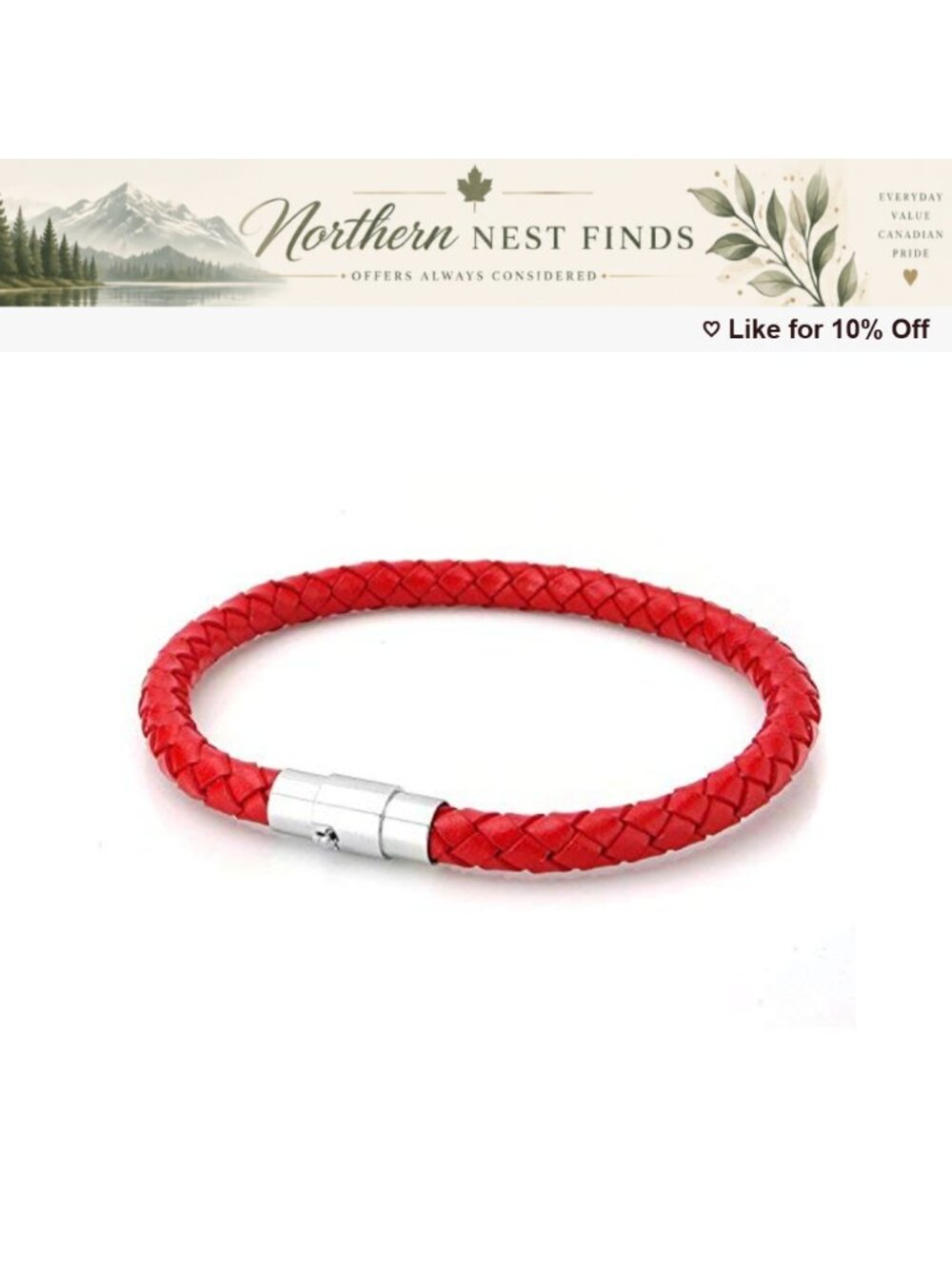 Genuine Leather Braided Wristband Bracelet Stainless Steel Magnetic Clasp